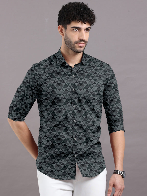 Abstract printed shirt black colour