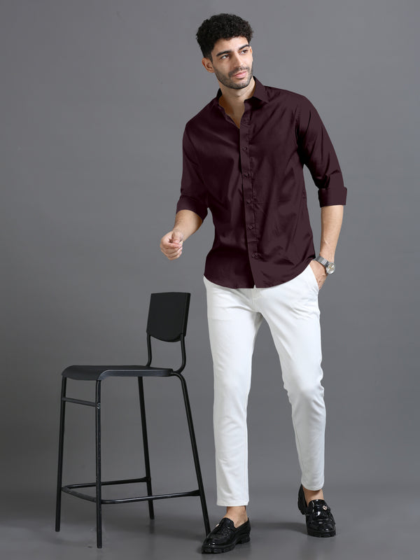 Product Solid plain shirt Brown colour