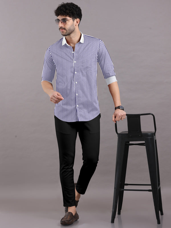 Stripe cotton shirts blue colour