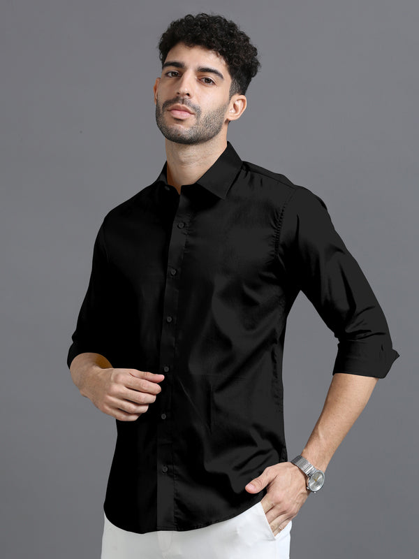 Solid plain shirt Black colour