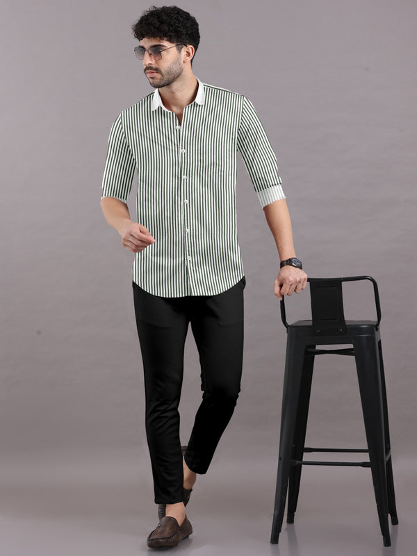 Stripe cotton shirts green colour